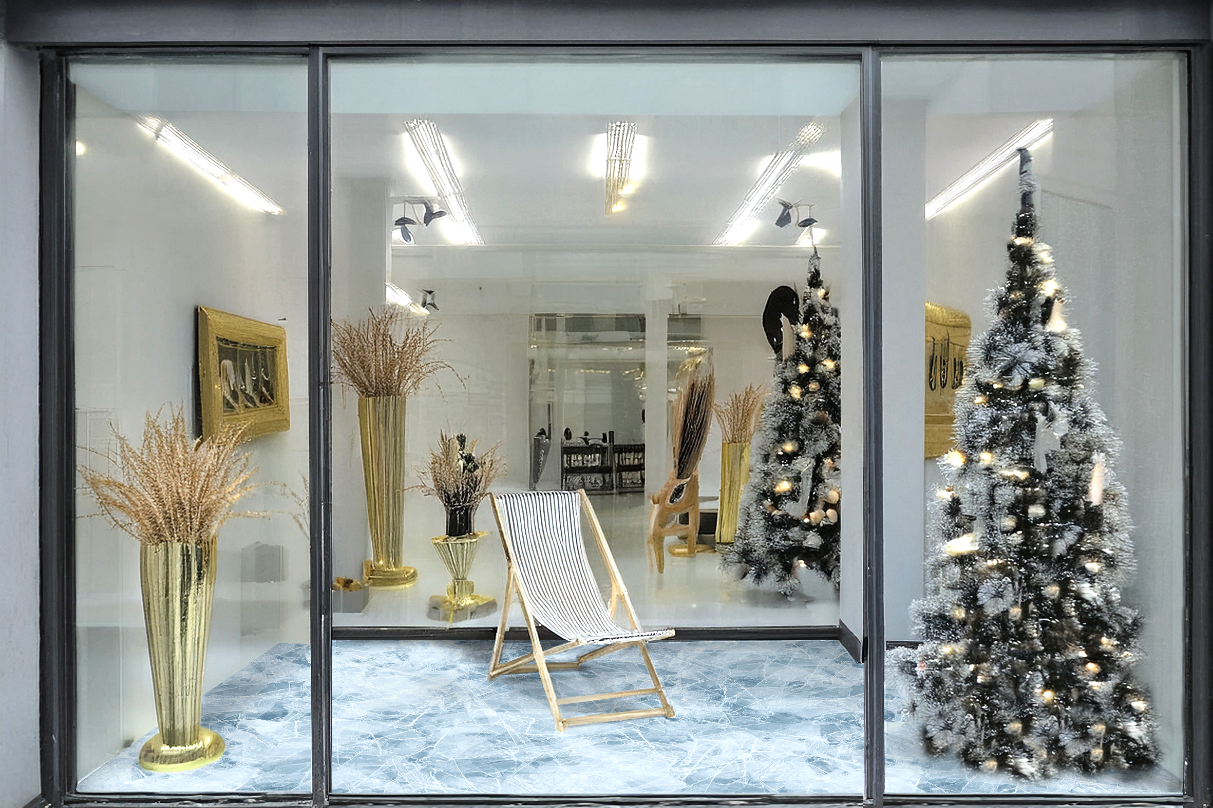 Stuhl, Gebäude, Geschäft, Schaufensterdisplay, Pflanze