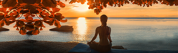 Yoga mat, Silhouette, Sonnenuntergang, Strand, Wasserfront