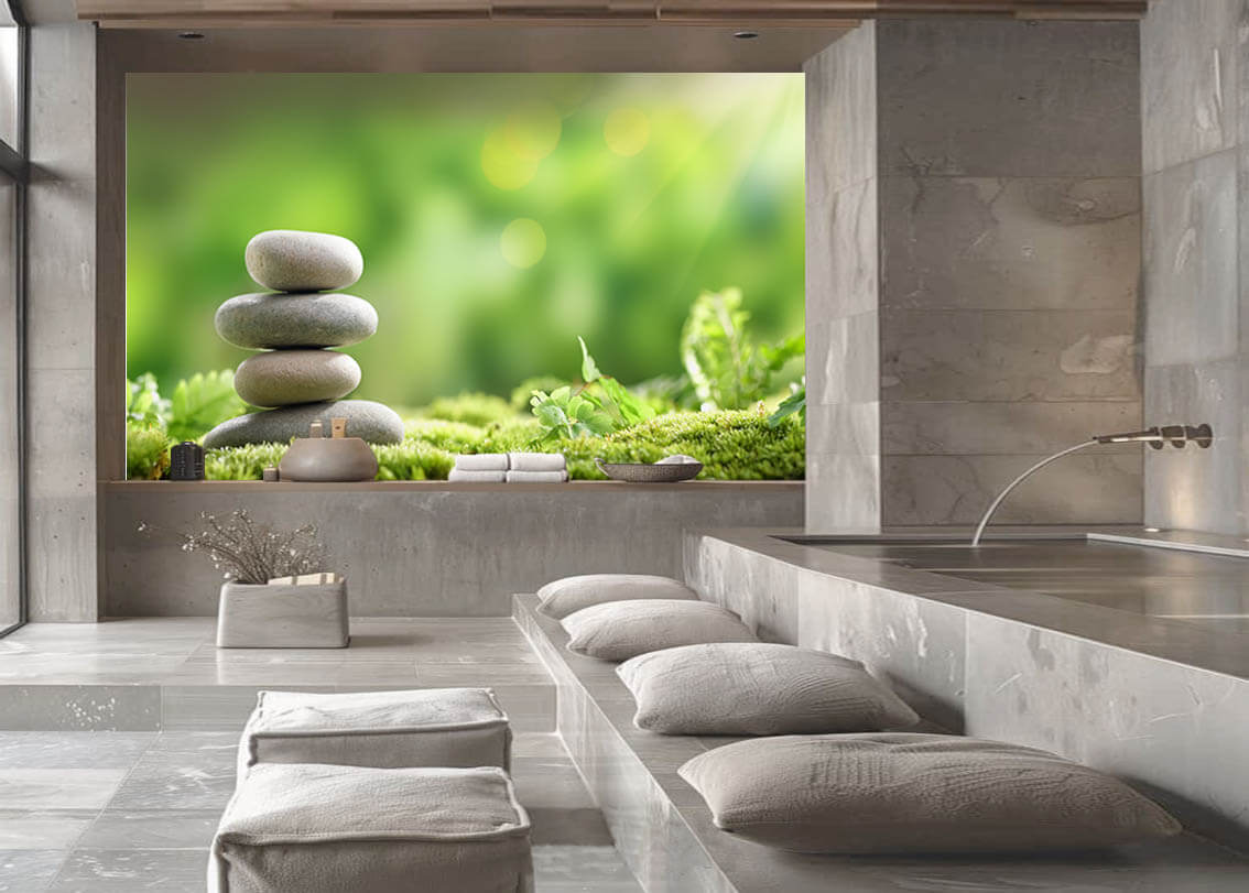 Wellness Corner, Spa Room, Stone Stack, Zen Garden, Mats and Cushions