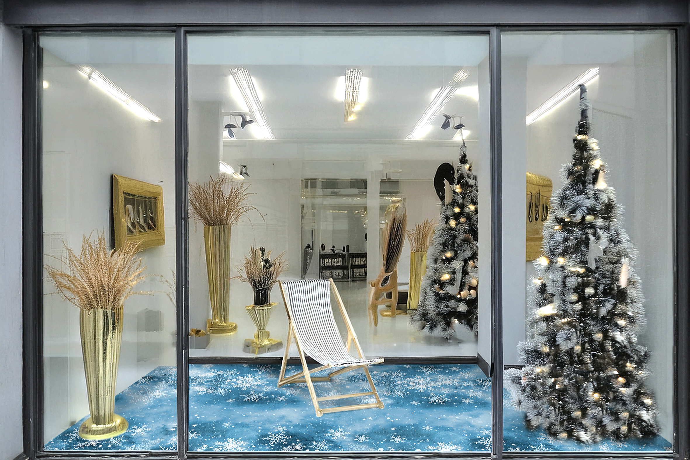 Stuhl, Geschäft, Schaufensterdisplay, Gebäude, Weihnachtsdekorationen