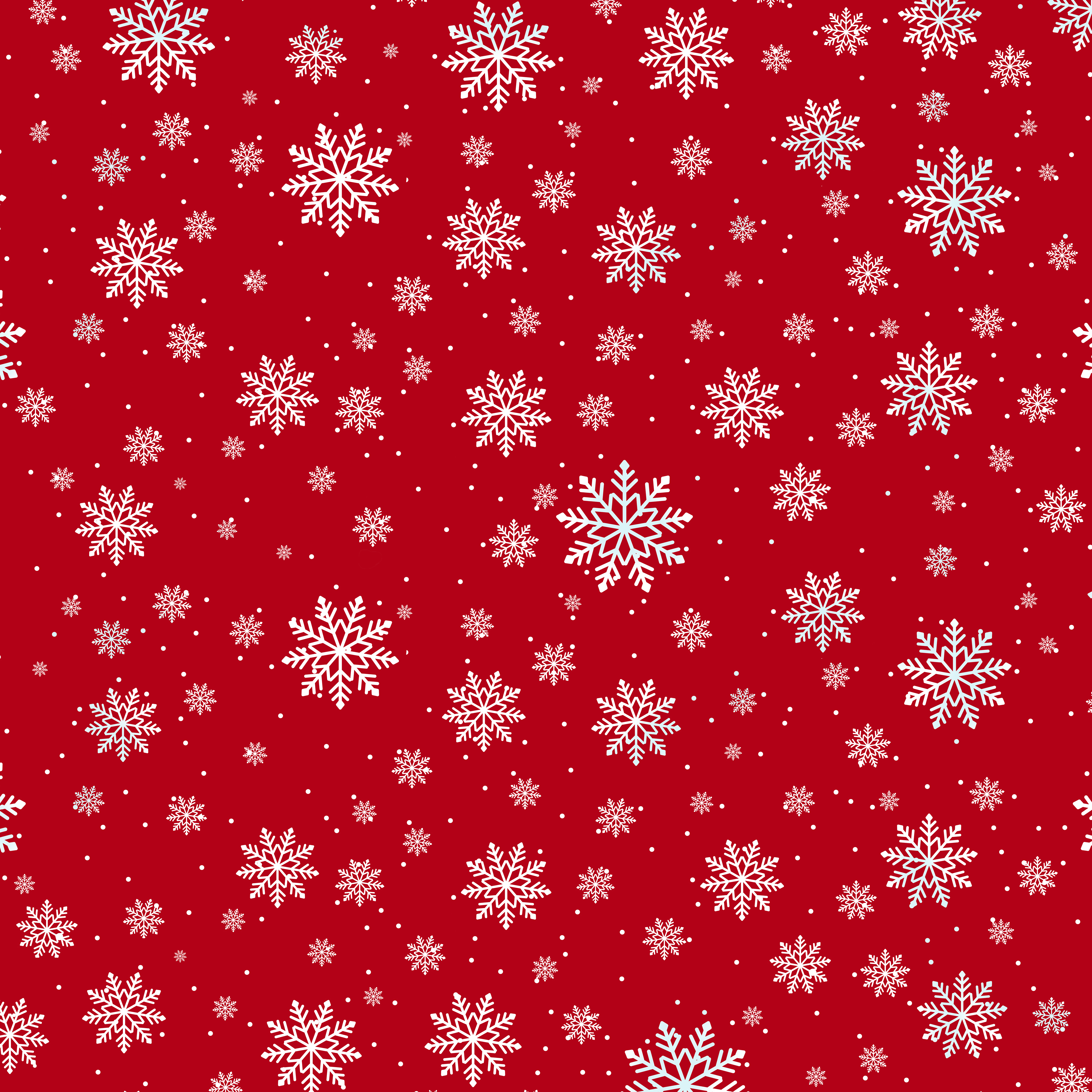 Rotes Weihnachtsmuster mit weißen Schneeflocken und Punkten, ideal für festliche Geschenkverpackungen und saisonale Dekoration